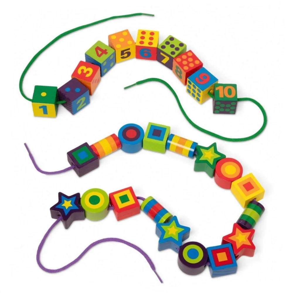 Melissa & Doug Deluxe Wooden Lacing Beads